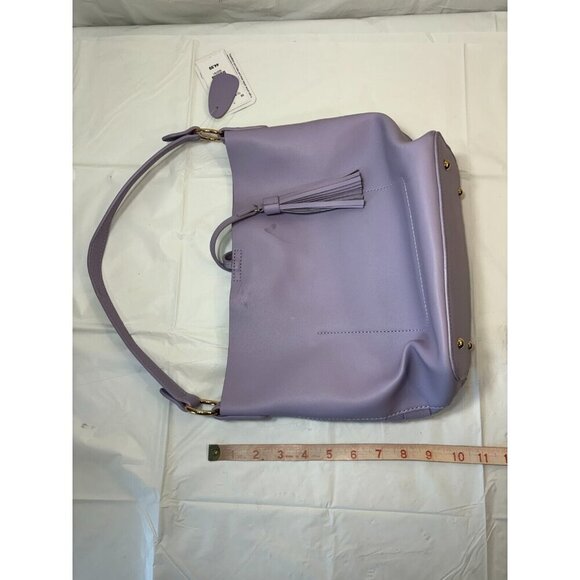 Mello World PURPLE BASKET WEAVE BUCKET BAG Purse/ Shoulder Bag - Picture 13 of 14